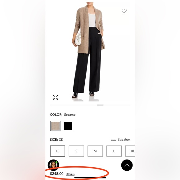 C By Bloomingdale’s 100% 2-ply Brushed Cashmere Cardigan XS Open Front Pockets - Picture 12 of 15